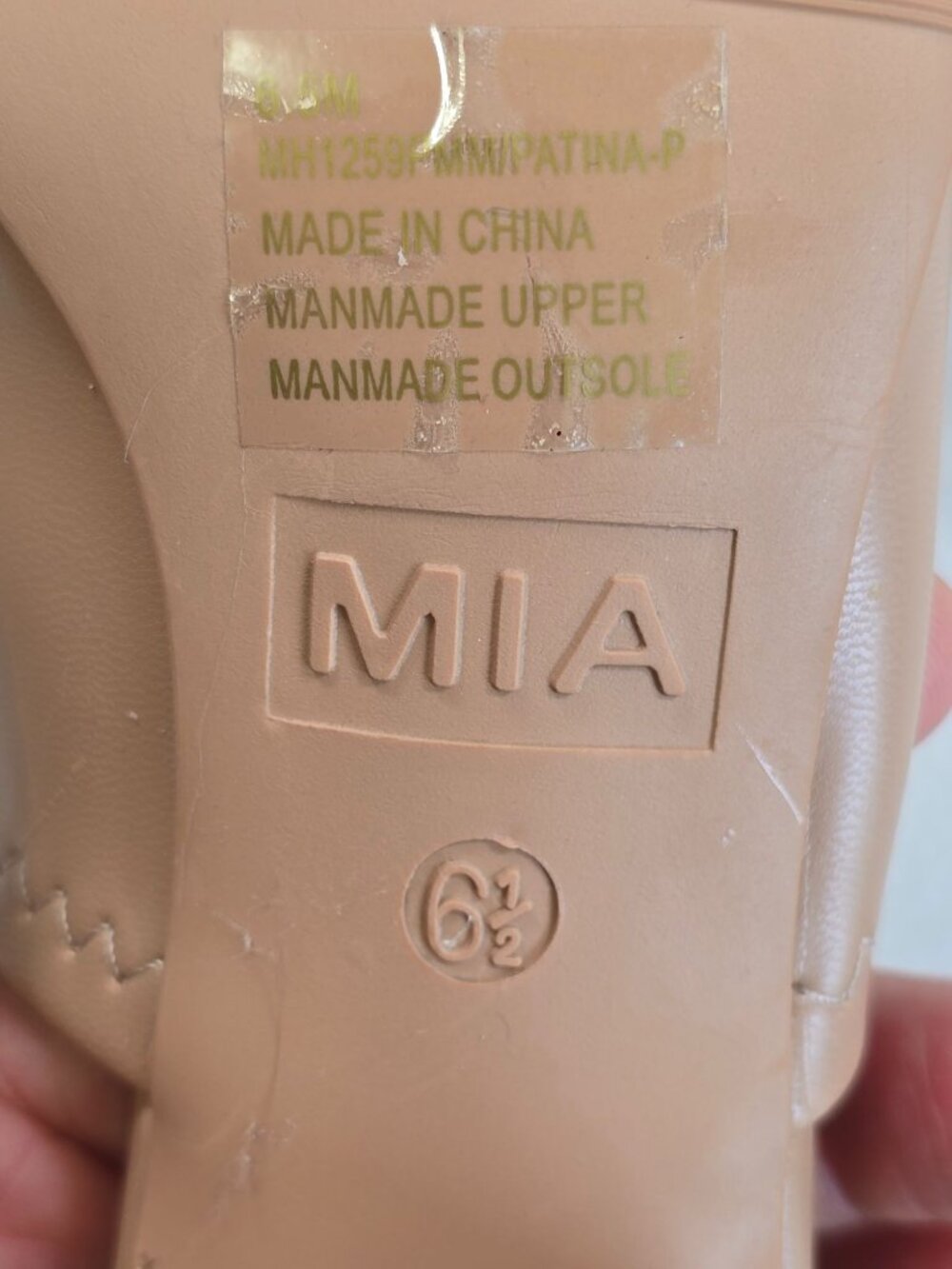 NEW MIA Womens Peep Toe Block Heel Mules Size 6.5 Beige - Picture 2 of 6